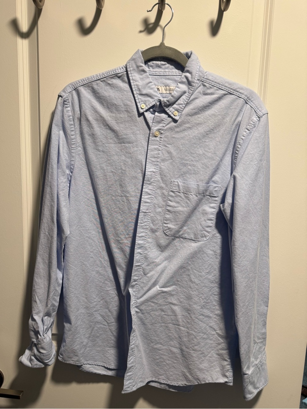 ZARA Men’s Light Blue Button Down Shirt Long Sleeve M 40 Casual Oxford